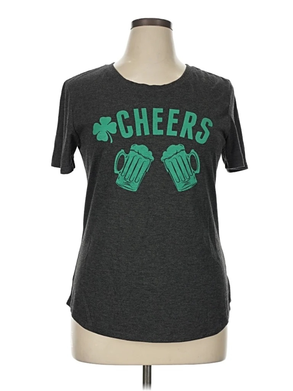 Zoe + Liv Dark Gray Tee with Bright Green Graphic